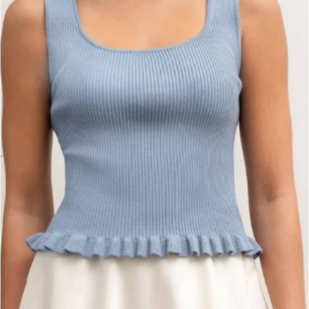 NWT The Workshop Studio Lettuce Hem Ribbed Sweater Tank Top Size Small - Picture 3 of 11